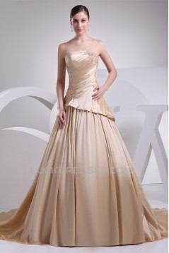 A-Line Strapless Sleeveless Beaded Lace Wedding Dresses 2030224