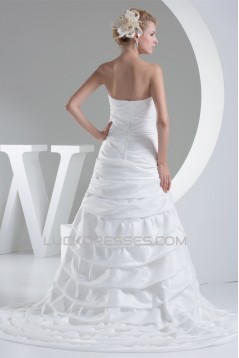 A-Line Strapless Taffeta Sleeveless Wedding Dresses 2030228