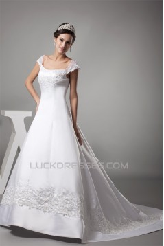 A-Line Cap Sleeve Beaded Lace Sweet Wedding Dresses 2030229