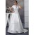 New Style Portrait A-Line Satin Short Sleeve Lace Wedding Dresses 2030231