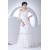 A-Line Satin Lace Fine Netting Off-the-Shoulder Wedding Dresses 2030236