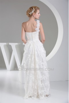 Sheath/Column One-Shoulder Lace Organza Wedding Dresses 2030242