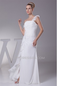 Sheath/Column Sleeveless One-Shoulder Chiffon Wedding Dresses 2030244