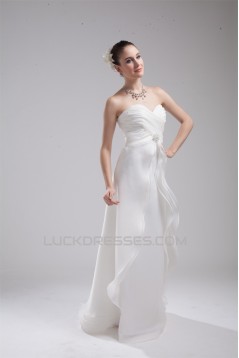 A-Line Organza Elastic Woven Satin Sleeveless Sweet Wedding Dresses 2030247