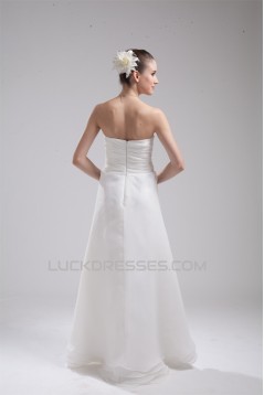 A-Line Organza Elastic Woven Satin Sleeveless Sweet Wedding Dresses 2030247