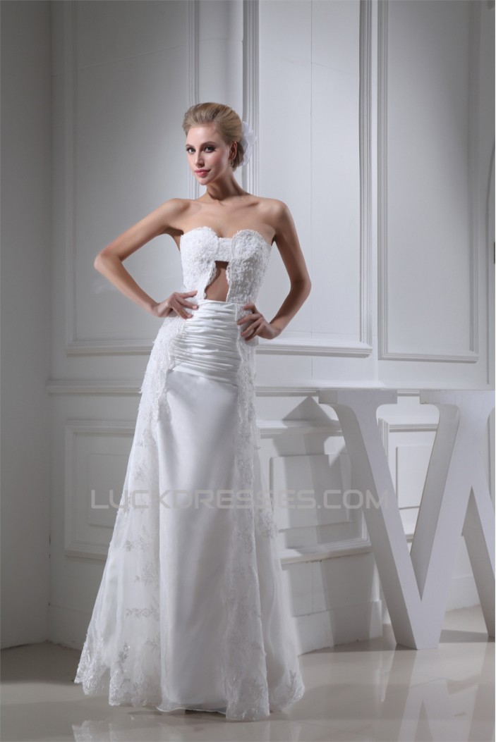 Sheath/Column Lace Organza Soft Sweetheart Wedding Dresses 2030250