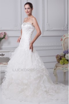 Princess Satin Lace Strapless Sleeveless New Arrival Wedding Dresses 2030251