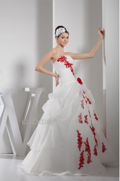 Princess Sleeveless Satin Lace Organza Strapless Wedding Dresses 2030256