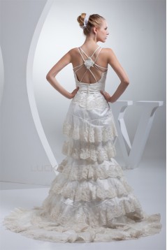 Trumpet/Mermaid Sleeveless Spaghetti Straps Lace Wedding Dresses 2030263