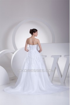 Elegant A-Line Strapless Beaded Lace Sleeveless New Arrival Wedding Dresses 2030267