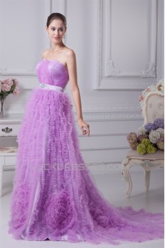 A-Line Satin Fine Netting Sleeveless Beading New Arrival Wedding Dresses 2030270