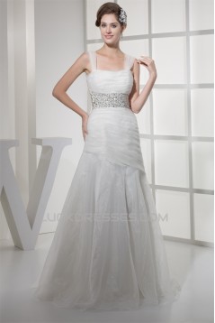 Mermaid/Trumpet Satin Fine Netting Straps Wedding Dresses 2030271