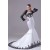 Mermaid/Trumpet Satin Lace Black White Wedding Dresses with A Lace Jacket 2030275