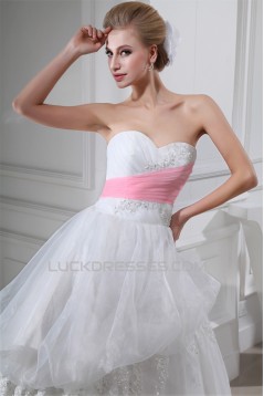 Ball Gown Sweetheart Satin Lace Organza Floor-Length Wedding Dresses 2030282