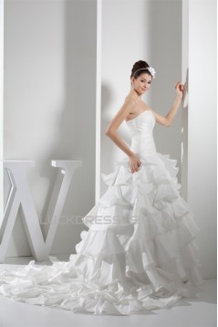 Ball Gown Satin Lace Taffeta Square Sleeveless New Arrival Wedding Dresses 2030285