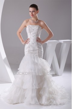 Trumpet/Mermaid Beaded Strapless Wedding Dresses 2030292