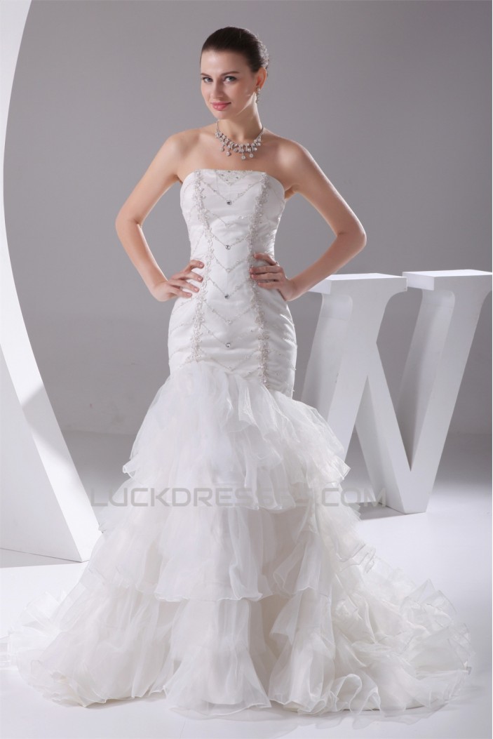 Trumpet/Mermaid Beaded Strapless Wedding Dresses 2030292