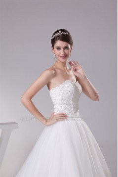 Satin Organza Sleeveless A-Line Sweetheart New Arrival Lace Wedding Dresses 2030294