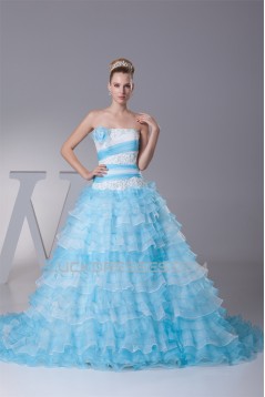 A-Line Strapless Beaded Lace Wedding Dresses with Color 2030295