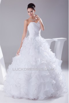 Satin Organza Strapless Sleeveless Ball Gown New Arrival Wedding Dresses 2030298