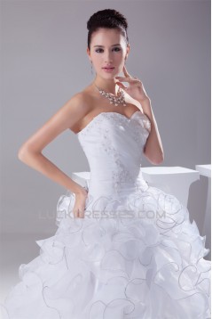 Satin Organza Strapless Sleeveless Ball Gown New Arrival Wedding Dresses 2030298