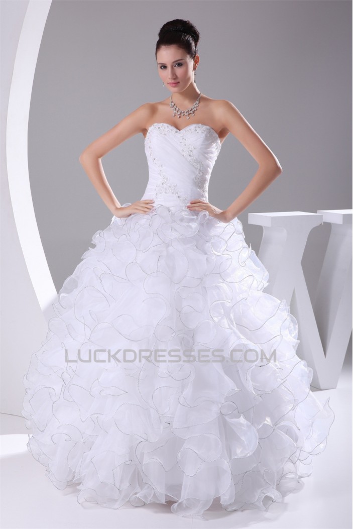 Satin Organza Strapless Sleeveless Ball Gown New Arrival Wedding Dresses 2030298