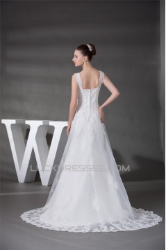 A-Line Straps Sleeveless Lace Wedding Dresses 2030299