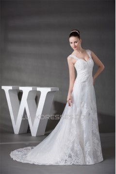 A-Line Straps Sleeveless Lace Wedding Dresses 2030299