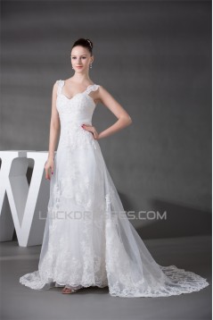 A-Line Straps Sleeveless Lace Wedding Dresses 2030299