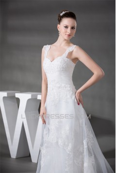 A-Line Straps Sleeveless Lace Wedding Dresses 2030299