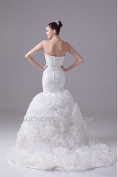 Mermaid/Trumpet Satin Organza Sweetheart Most Beautiful Wedding Dresses 2030300