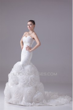 Mermaid/Trumpet Satin Organza Sweetheart Most Beautiful Wedding Dresses 2030300