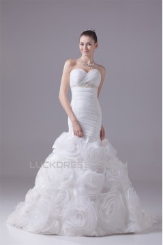 Mermaid/Trumpet Satin Organza Sweetheart Most Beautiful Wedding Dresses 2030300