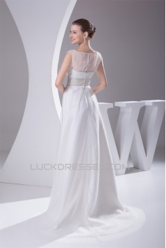 Satin Ruffled Netting Sheath/Column Sleeveless Most Beautiful Wedding Dresses 2030302