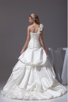 Satin Sleeveless One-Shoulder A-Line New Arrival Wedding Dresses 2030303
