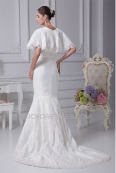 Mermaid/Trumpet Satin Sleeveless Scoop Lace Wedding Dresses 2030304