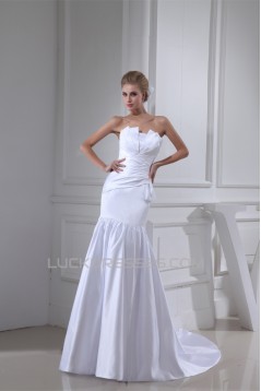 Mermaid/Trumpet Satin Sleeveless Strapless Wedding Dresses 2030305