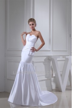 Mermaid/Trumpet Satin Sleeveless Strapless Wedding Dresses 2030305