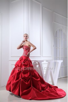 A-Line Satin Taffeta Princess Square Sleeveless Wedding Dresses 2030307