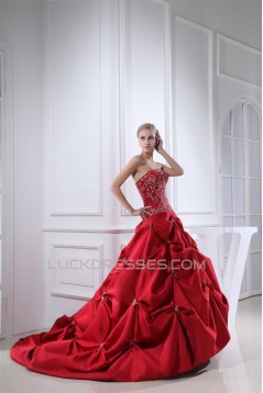 A-Line Satin Taffeta Princess Square Sleeveless Wedding Dresses 2030307