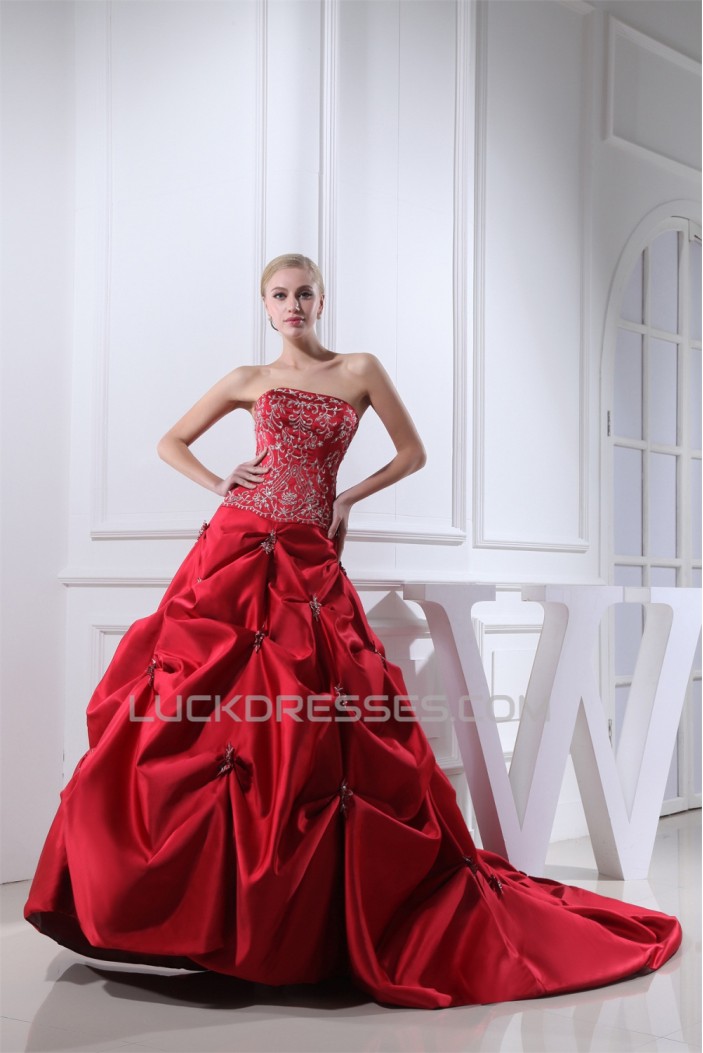 A-Line Satin Taffeta Princess Square Sleeveless Wedding Dresses 2030307