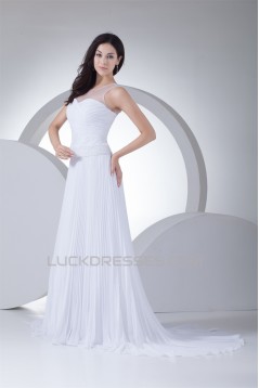 A-Line Sleeveless Scoop Chiffon Silk like Satin Wedding Dresses 2030311