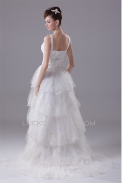 A-Line Sleeveless Scoop Satin Lace Wedding Dresses 2030314