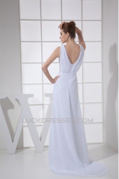 Sheath/Column Sleeveless Chiffon Scoop Wedding Dresses 2030316