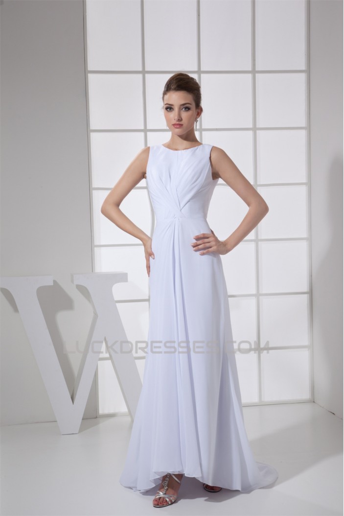 Sheath/Column Sleeveless Chiffon Scoop Wedding Dresses 2030316