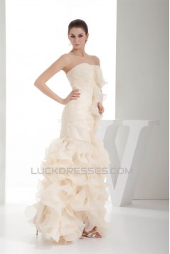 Sheath/Column Organza Strapless Wedding Dresses with Color 2030321