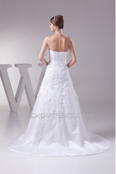 A-Line Satin Lace Fine Netting Sweetheart Wedding Dresses 2030322