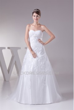 A-Line Satin Lace Fine Netting Sweetheart Wedding Dresses 2030322