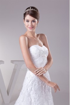 A-Line Satin Lace Fine Netting Sweetheart Wedding Dresses 2030322