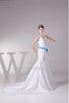 Trumpet/Mermaid Satin One-Shoulder Wedding Dresses 2030325